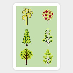 Retro Trees Forest Vintage Retro Style Trees Magnet